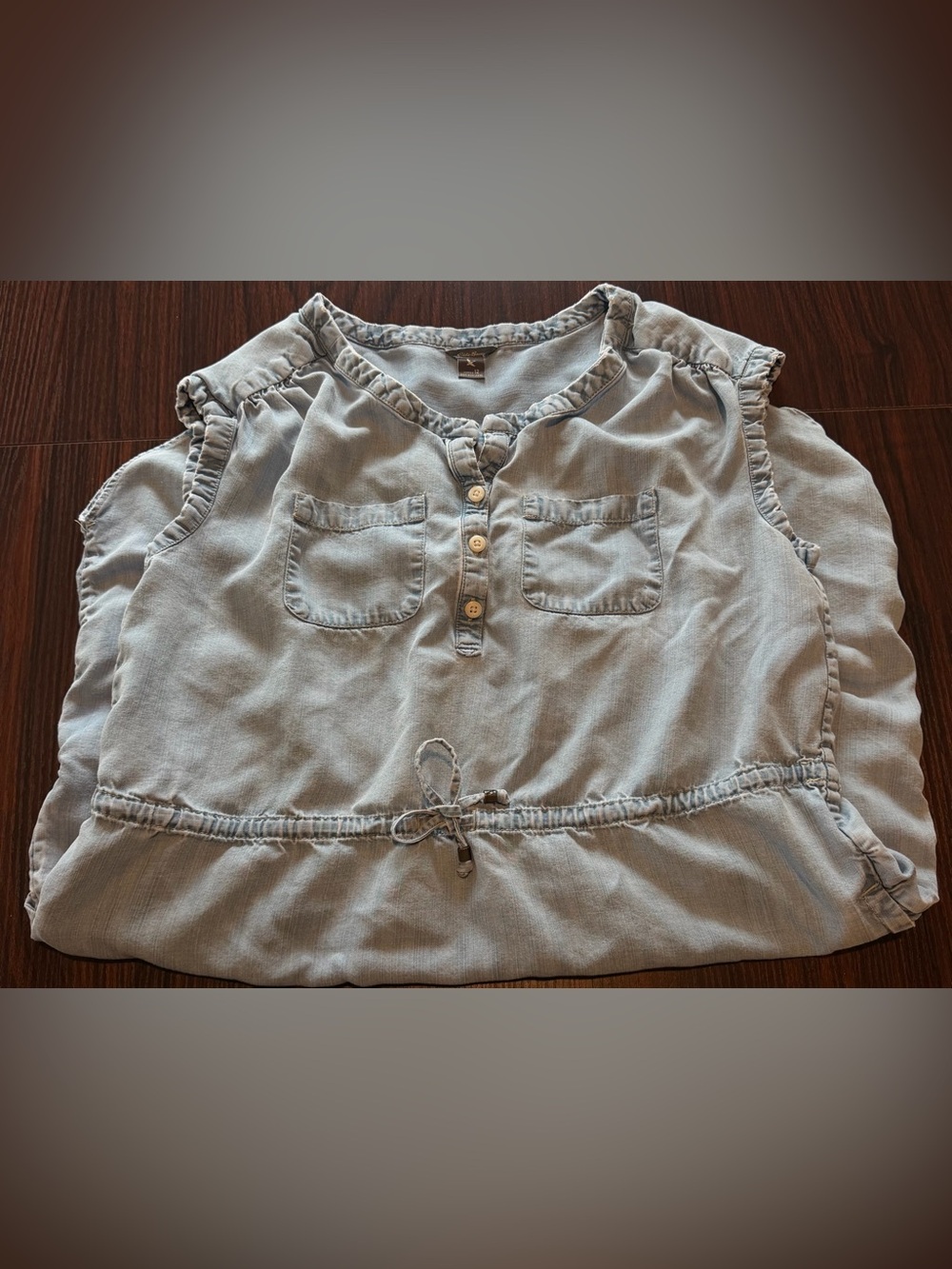 Eddie Bauer Women’s Light Wash Blue Jean Sleeveless Mini Dress Size 12